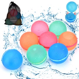 SOPPYCID Reusable Magnetic Water Balloons, Silicone Self Sealing Water Balls, Quick Refill Soft Water Bombs for Outdoor Summer Splash Party, Water Fight Game 8Pack
