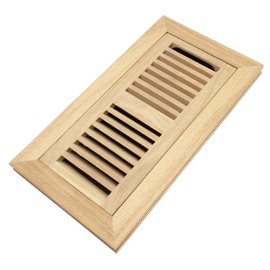 White Oak Wood Flush Mount Floor Register Vent Cover, 2-1/4 x 10 Inch (Duct Opening), 3/4 Inch Thickness, with Damper, Unfinished