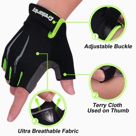 Grebarley Cycling Gloves, Non-Slip and Shock-Absorbing Mountain Bike Gloves, Suitable for Men and Women (Green, L)