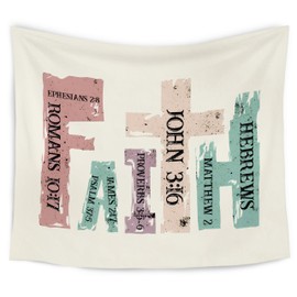 WARDOS Christian Faith Tapestry, Bible Verse Tapestry Wall Hanging, Vintage Christian Religious Scripture Wall Blanket Decor for Home Bedroom Living Room Church Prayer Room, 50x60 Inch
