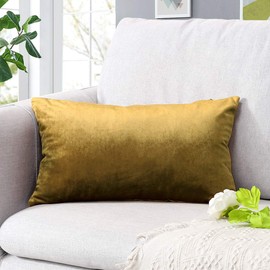 Artscope Luxury Velvet Pillow Covers Super Soft Decorative Square Throw Pillow Covers Case Cushion Covers for Sofa Couch Bedroom Car Decor 12x20 Inch Gold