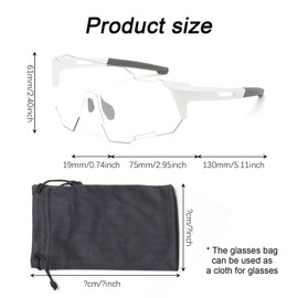 SSKHE Cycling Glasses, Self-Tinting Sunglasses with Case, UV-Dependent Color Change, UV400 Protection Ski Goggles Outdoor Bicycle Motorbike Driving Fishing Hiking(White/Gray)
