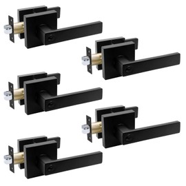 Karlstone 5 Pack Matte Black Door Handle with Lock and Keyed Entry Door Lock/Door Lever Front Door Leverset Lockset,Keyed Alike/Combo Keys