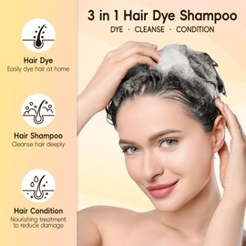 COSMTEK Hair Dye Shampoo - Black Hair Dye Shampoo for Grey Hair Instant 3-in-1 Hair Colour Shampoo for Men and Women 150 ml Black