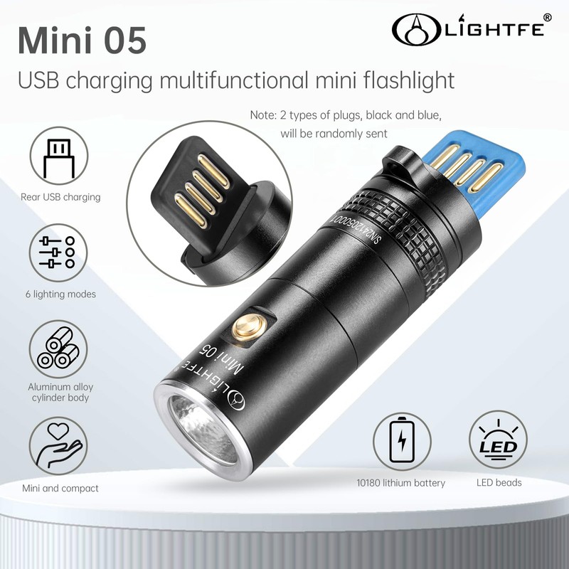 LIGHTFE MINI05 Keychain Flashlight Rechargeable Multi Functional MINI Light Intelligent