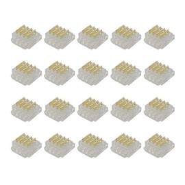 Masterwon RGB LED Strip Light Connectors 4-Pin 10mm Solderless Clips for SMD 5050 Strip-to-Wire Joints (Pack of 20)