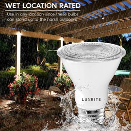 LUXRITE 12 Pack PAR20 LED Bulbs, 50W Equivalent, 3000K Soft White, Dimmable LED Spotlight Bulb, Indoor Outdoor, 7W, 500 Lumens, Wet Rated, E26 Standard Base, UL Listed