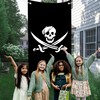 Jolly Roger Pirate Flag Banner Backdrop with Crossed Swords &