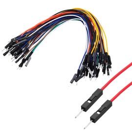 MECCANIXITY Male to Male 1Pin Breadboard Jumper Wire 2.54mm Pitch Ribbon Cable 20cm Long Electronics Breadboard Ribbon Cables for Breadboard Electronic Projects Pack of 40