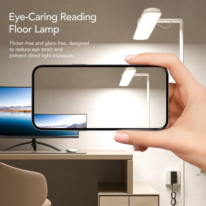 XEBKOR Eye-Caring LED Floor Lamp,63'' Dimmable Timing Standing Light with
