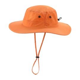 Home Prefer Mens Sun Hat with Neck Flap Quick Dry UV Protection Caps Fishing Hat (Orange)