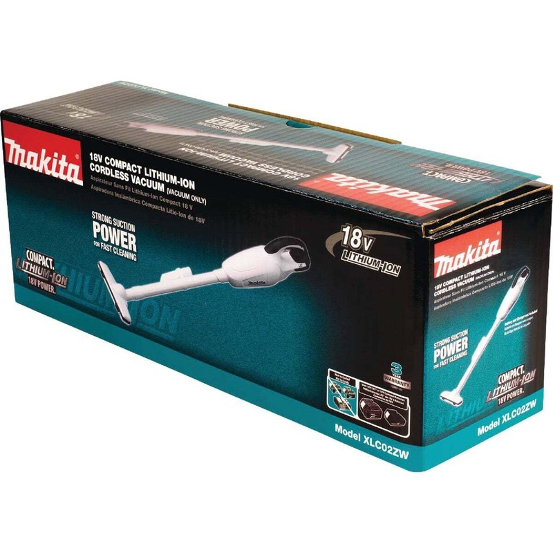 Makita XLC02ZW 18V LXT Lithium-Ion Compact Cordless Vacuum, Tool Only,