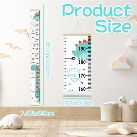 Baby Height Growth Chart, Nursery Hanging Rulers for Kids Boys Girls, Wood Wall Decoration 200cm x 20cm(Dinosaur)