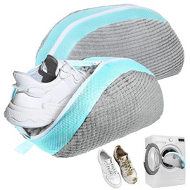 Shoe Wash Bag, Washing Machine, Pack of 2, Shoe Bag, Shoe Wash Bag for Washing Machine, Anti-deformation with Zip, Shoes, Laundry Bag, Mesh Shoes, Laundry Bag for Trainers (Sector Grey)