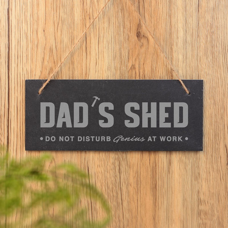 eBuyGB Dad's Shed Sign, Hanging Rectangle Slate Door Sign, 25x10cm