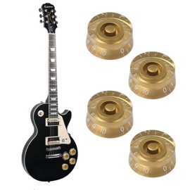 XIYANGJUAN Electric Guitar Knobs Speed Volume Tone Control Knob for LP Style Electric Guitar Parts Replacement Set of 4Pc (Gold-White Word)