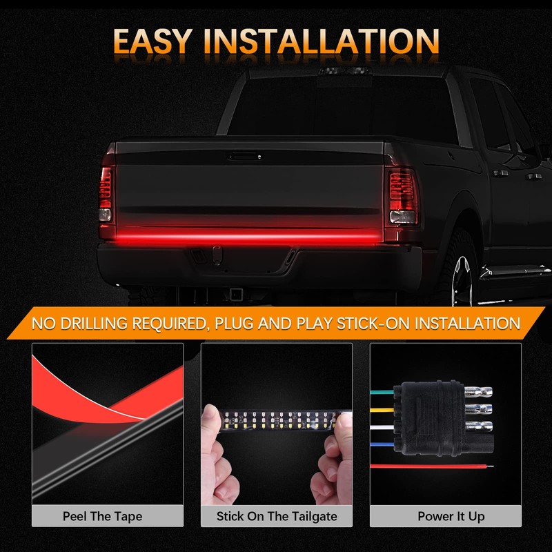 AMEXMART 48"/49" Tailgate Light Bar,Aluminum Frame Triple Row LED Tailgate