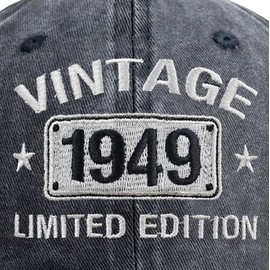 Vintage 1949 Limited Edition Hats for Men Women, 76th Birthday Decorations, Adjustable Embroidered 76 Year Old Baseball Cap Retirement Gifts for Dad Mom Black