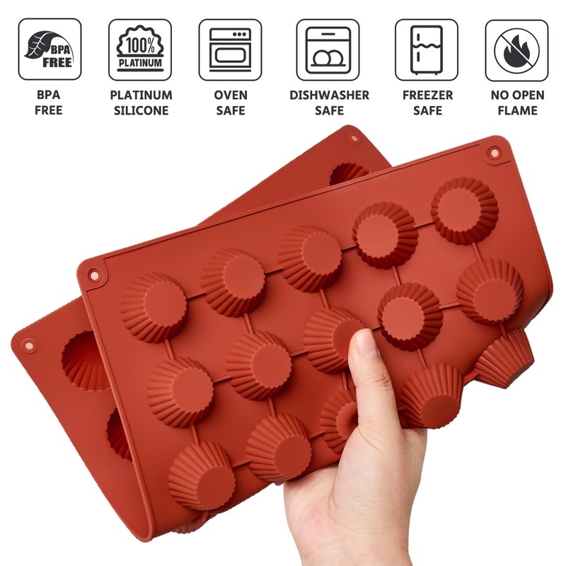Puyeipt Mini Peanut Butter Cup Mold, Bite Size Silicone Chocolate