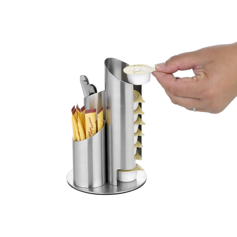 Esmeyer 400-2647 Portionsspender Multi aus mattiertem Edelstahl, für Milchdöschen, Zuckertüten