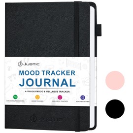 JUBTIC Mood Tracker Journal, Mental Health Journal for Women, 100-Day Self Care & Anxiety Journal with Wellness Tracker and Monthly Reflection, ADHD Planner to Practice Positive Thinking, Black