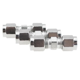 MTQY 3PCS 304 Stainless Steel Compression Fittings 1/4 Inch Straight Through Intermediate Ferrules Joints for Pipe/Gases/Fluids