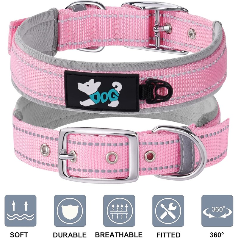 AUAUY Collar de perro de nailon, collar de perro reflectante