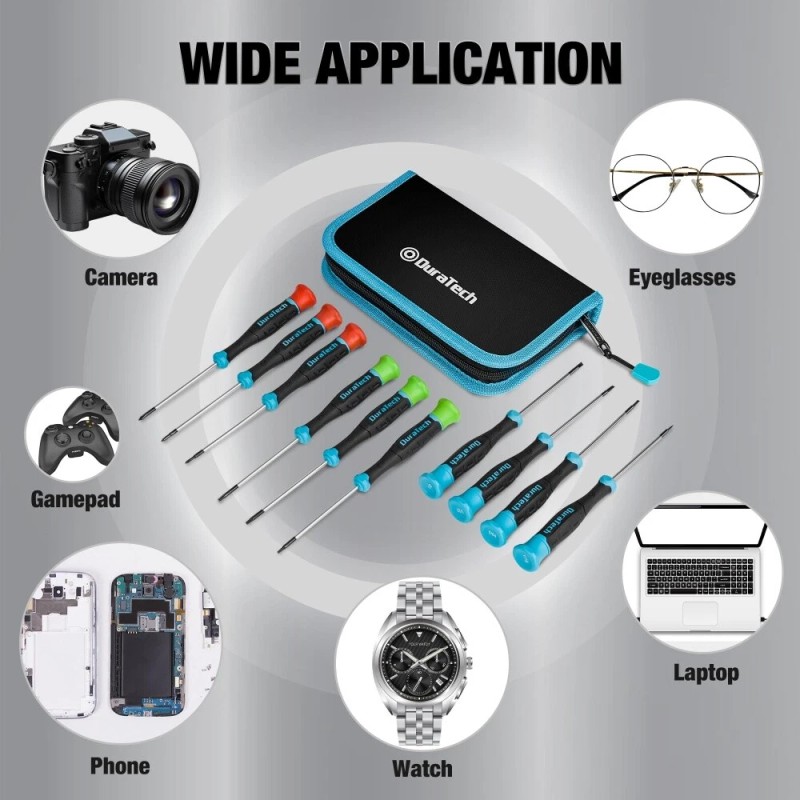 DURATECH 10 PCS Magnetic Small Precision Screwdriver Set with Pouch