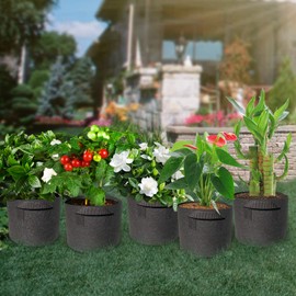 Anwenk 12Pack 1 Gallon Grow Bags with Handles Garden Vegetable Flower Grow Bags Nonwoven Aeration Fabric Pots Container for Nursery Garden and Planting Grow (1 Gallon, Black)