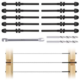 RiaYer 10 Pack T316 Stainless Steel Black Cable Railing Kit, 1/8" Swage Threaded Stud Tension End Fitting Terminal for Wood/Metal 2x2 Posts, Deck Cable Railing Hardware, HF009S
