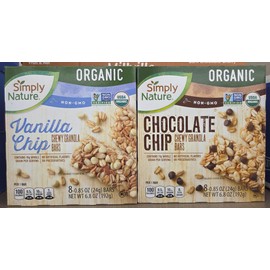 Simply Nature Organic NON-GMO Vanilla Chip & Chocolate Chip Chewy Granola Bars 6.8oz 192g (Two Boxes)