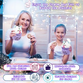 Forest & Twelfth Bubble Tea Plush, Light Purple Plushie, Cute Bubble Plush w/Adorable Unicorn on Top, 10" Bubble Tea Decor Coffee Plush, Stuffed Plush Animal Cup for Kids & Adults, Great Gifts