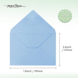 JAGERGREEN 50 Pack 5" x 7" Self Seal Envelopes, Blue Blank C5 C6 Envelopes for Wedding Invitation, Envelope 137 x 193mm 150gsm for Greeting Cards,Birthday, Baby Shower, Thank You Cards, Anniversary