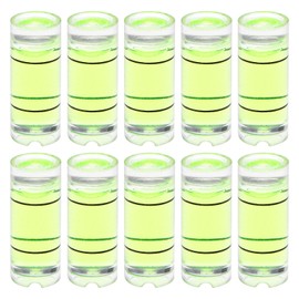 HARFINGTON 10pcs Cylindrical Bubble Level 8x20mm Mini Bullseye Spirit Levels for Leveling Camera Tripod Telescope Workshop Turntable Pictures Frame, Green