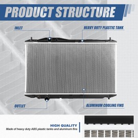 Auto Dynasty Radiator Compatible with 2016-2022 Acura ILX, DPI 13537 Factory Style 1-Row Cooling Radiator, Aluminum Core