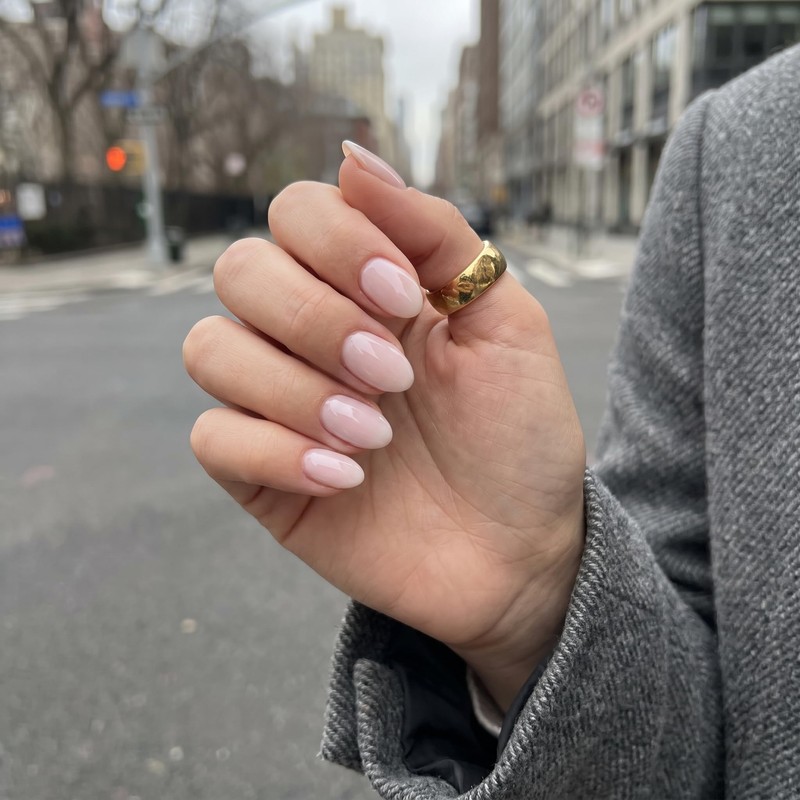 Light Pink Short Almond Press On Gel Nails 16 Sizes
