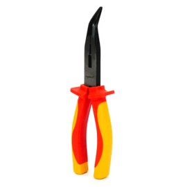 INGDAUM® Long Nose Pliers, Angled, 8 Inch, Insulated Against 1000 V for Professional Electricians, Refrigerators and Mechantronics (Long Nose Pliers Angled 8 Inches)