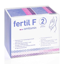 amitamin Fertil F Phase 2, 120 Capsules, for Pregnancy and Breastfeeding, Premium Complex Formula of Folate, Folic Acid, Omega-3 Fatty Acids DHA and EPA and 24 Micronutrients