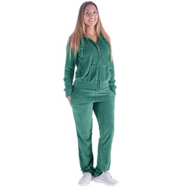 Facitisu Tracksuit for Women Set 2 Piece Joggers Velour Jogging Sweat Outfits Hoodie and Sweatpants Set Green S