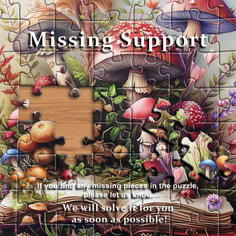 Mushroom Jigsaw Puzzle 1000 Pieces, Magic Book Plant Flower Puzzles