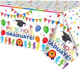 MYSXN Preschool Graduation Tablecloth,PE Tablecover for Preschool Graduation Decorations,54x108 Inch Table Cloths (2)