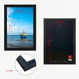 VCK 24x36 Solid Wood Poster Frames Black 3 Pack Picture Frame with Wall Mounting Hanging