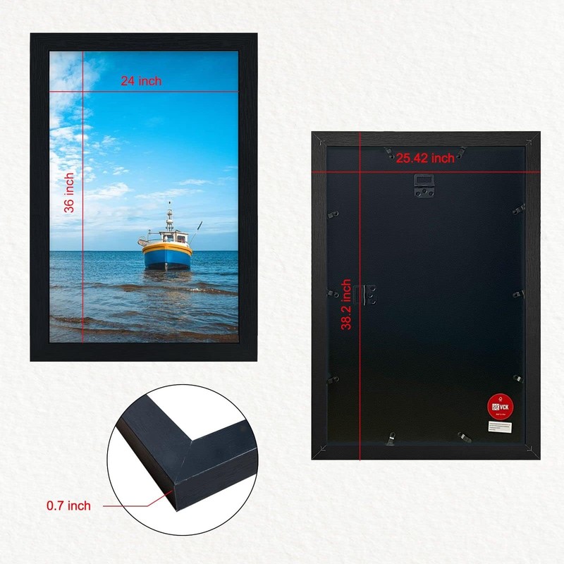 VCK 24x36 Solid Wood Poster Frames Black 3 Pack Picture