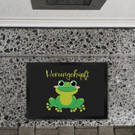 Hopped Doormat in 35 x 50 cm with Cute Frog as a Pretty Invitation to Your Own Home or in Front of the Children's Room to Welcome Everyone