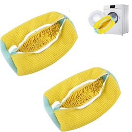 Shoe Laundry Bags for Washing Machine, 2 Pcs Shoe Washing Bag, Laundry Shoe Bag for Washer and Dryer, Reusable Shoe Washing Bags Shoe Washing Machine Bag (Yellow-2Pcs)