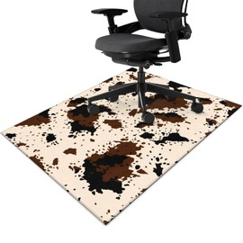 Office Chair Mat for Hardwood & Tile Floor 36"x48",Cow Print Computer Chair Mat for Rolling Chairs Carpet,Southwest Western Faux Cowhide Under Desk Non Slip Gaming Rug Rubber Backing Protector Mat