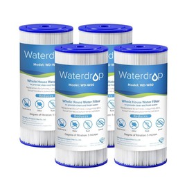 Waterdrop FXHSC Whole House Water Filter, Replacement for GE® FXHSC, GXWH40L, GXWH35F, American Plumber W50PEHD, W10-PR, R50-BBSA, 5 Micron 10" x 4.5", 4 Pack
