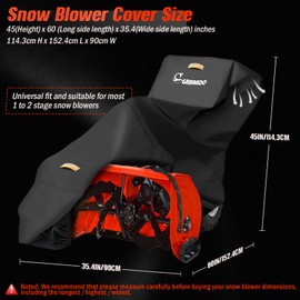 Snowblower Covers Waterproof Outdoor,Heavy Duty 420D Snow Blower Cover with Waterproof Strip,Air Vent,2 Reflective Handles,Windproof Buckle,Large Protective Cover for Gas Snow Thrower Outside Storage