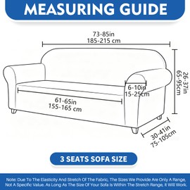 XINEAGE 3-Seater Sofa Slipcover Pet Friendly,Stretch Couch Cover,Light Gray