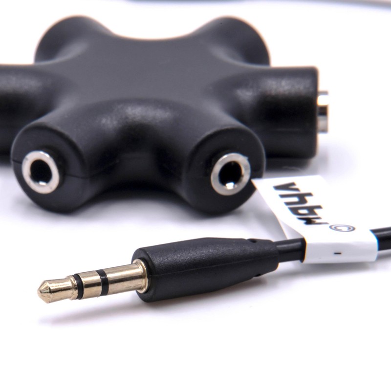 vhbw Audio Splitter 5-Way AUX Jack Splitter Black Compatible with